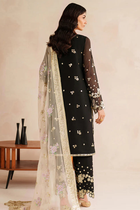 Farasha Embroidered Chiffon Suit Gold Shadow