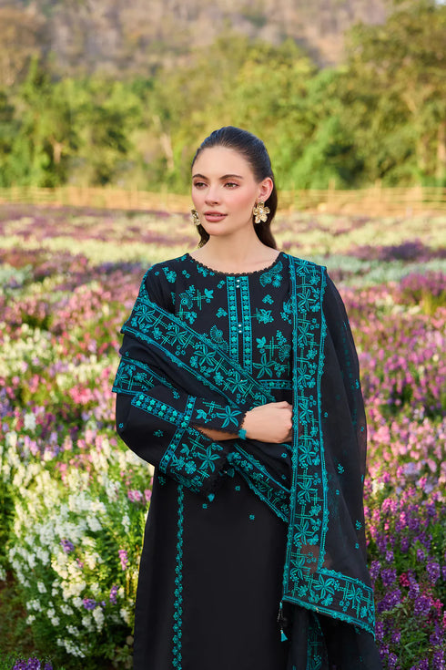 Farasha Embroidered Lawn 3 Piece Suit Moonlit Flora