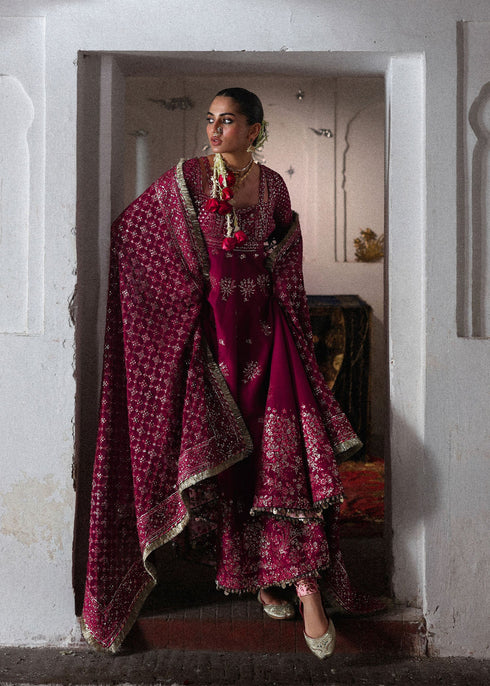 Hussain Rehar Embroidered Korwean Raw Silk Suit Gulpanra