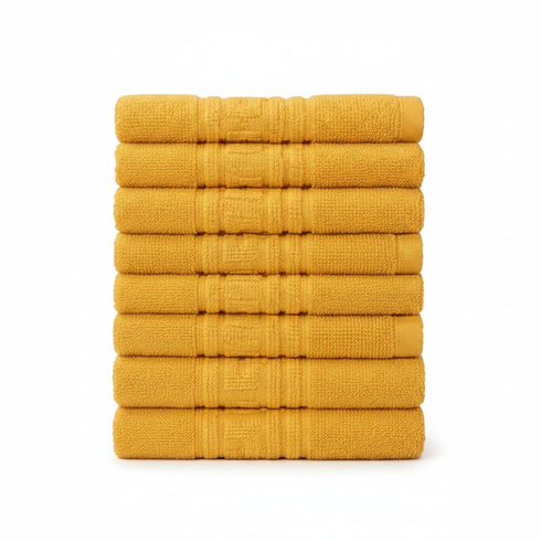 Soft and Premium Egyptian Cotton Towels - 500 GSM Mustard, Set of 8