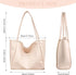 LassZone Nude Large Vegan Leather Tote Bag for Women with Inner Zip Pocket