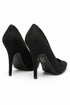 Pointy Toe Court Shoes Black Suede Block Heel Smart Formal Office G-924