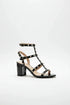 Women's Black Patent Gladiator Block Heel Sandals Multi Strap Open Toe BS-7