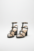 Women's Black Patent Gladiator Block Heel Sandals Multi Strap Open Toe BS-7