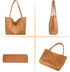 LassZone Khaki Large Vegan Leather Tote Bag for Women with Inner Zip Pocket