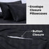 Bedding Set Brushed Microfiber Satin Stripes Easy Care Duvet Cover with Pillowcases - Black