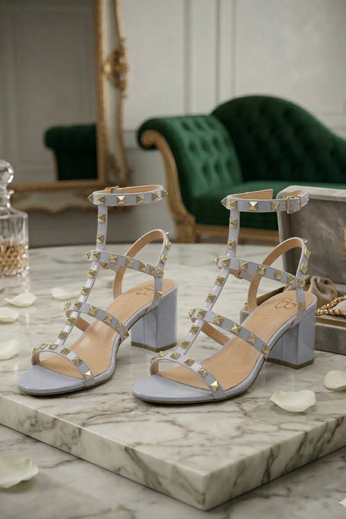 White Patent Ankle Strap Heel BS-7