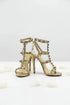Women's Rose Gold Patent Gladiator Stiletto Heel Sandals Multi Strap Open Toe BS-5
