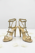 Women's Rose Gold Patent Gladiator Stiletto Heel Sandals Multi Strap Open Toe BS-5
