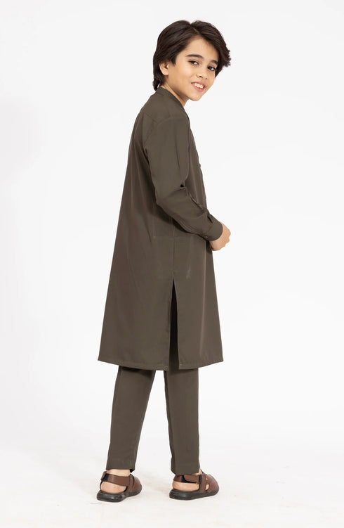 MTJ OLIVE-GREEN BLENDED KURTA PYJAMA