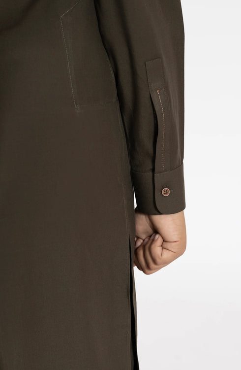 MTJ OLIVE-GREEN BLENDED KURTA PYJAMA