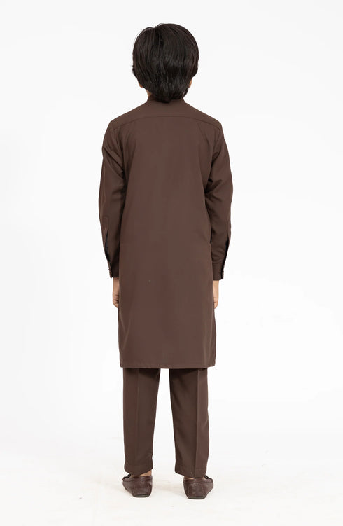 MTJ CHOCOLATE BROWN BLENDED KURTA PYJAMA