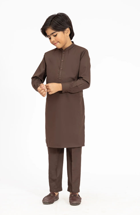 MTJ CHOCOLATE BROWN BLENDED KURTA PYJAMA