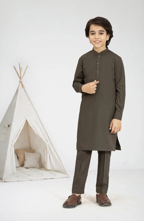 MTJ OLIVE-GREEN BLENDED KURTA PYJAMA