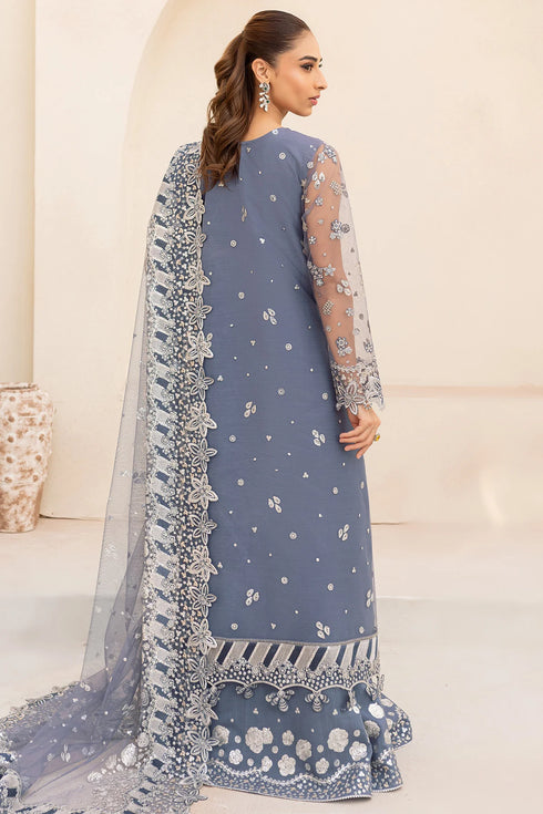 Farasha Embroidered Net Suit Dusky Shadow