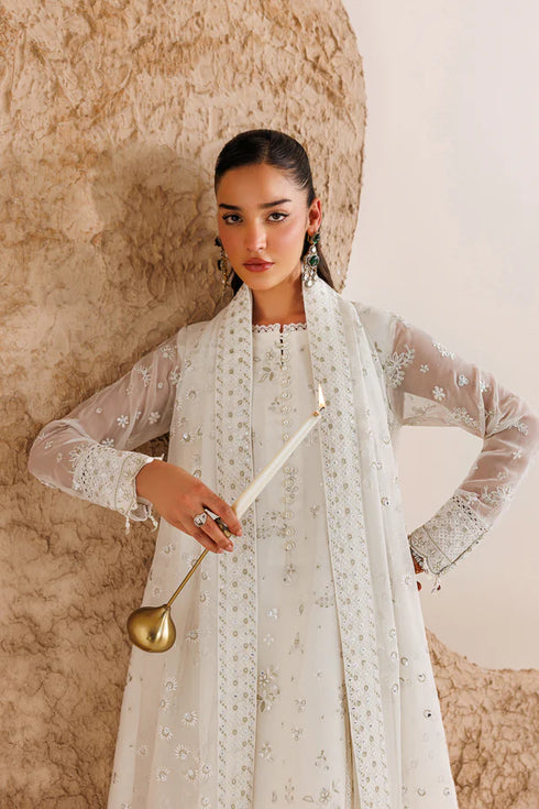 Farasha Embroidered Chiffon Suit Alpine White