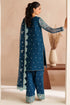 Farasha Embroidered Chiffon Suit Cobalt Haze