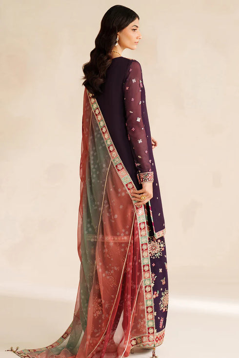 Farasha Embroidered Chiffon Suit Rosette Glow