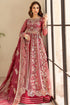 Farasha Embroidered Net Suit Carmine Allure