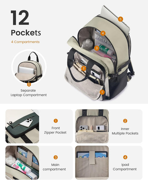 LOVEVOOK Women’s 22L Laptop Backpack – 15.6-Inch School, College and Work Bag