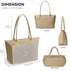 KALIDI Khaki Large Nylon Tote Bag for Women with Zip – Waterproof Lightweight Shoulder Handbag