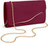 Women’s Burgundy Faux Suede Evening Clutch Bag with Detachable Gold Chain – Wedding and Party Purse