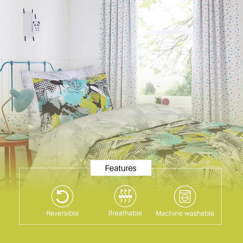 100% Cotton Kids Children's Bedding Set Reversible Duvet Cover with Pillowcase-Urban Beats