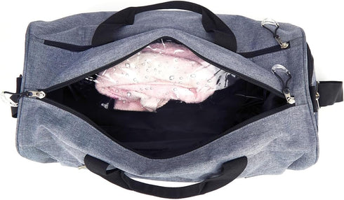 Gray 35L Gym Bag with Shoes Compartment and Wet Pocket