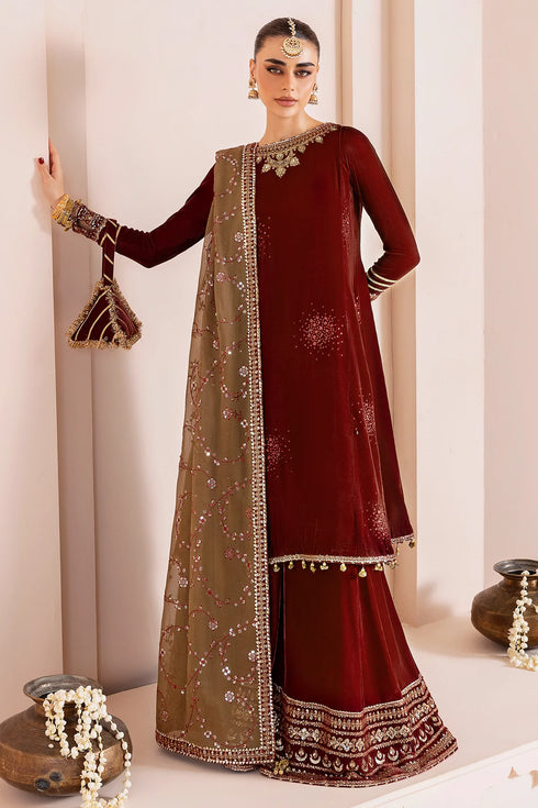 jazmin Embroidered Velvet Suit CVF D-07