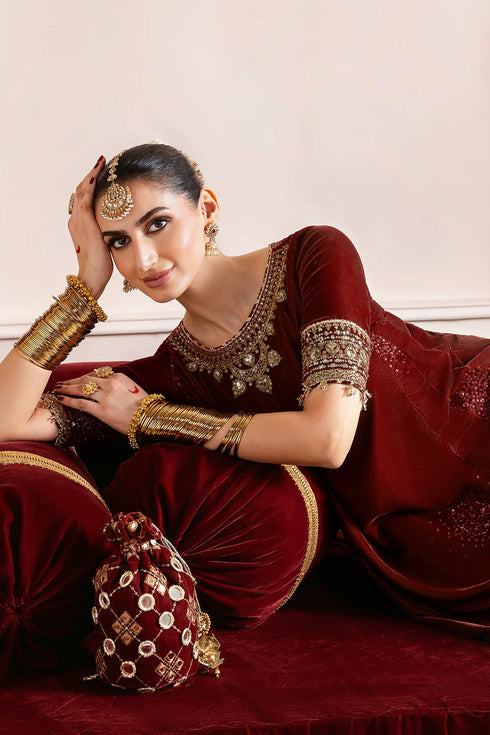 jazmin Embroidered Velvet Suit CVF D-13