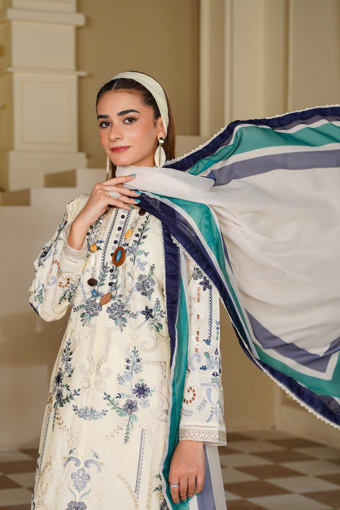 Attire Designer Embroidered Cotton Lawn 3PC Suit AD-14