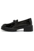 Girls' Back to School Black Patent Loafers 22983 — Chain Detailing