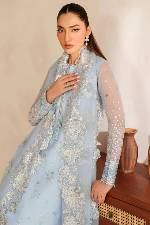 Farasha Embroidered Chiffon Suit Frosted Mist