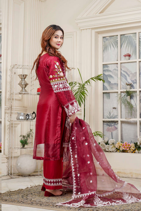 Lush Me & Mummy Embroidered Organza 3 Piece Suit L-135