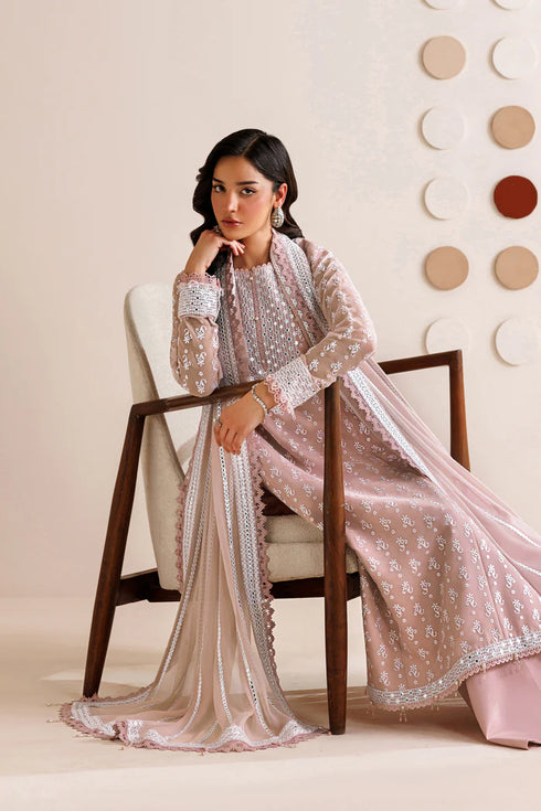 Farasha Embroidered Chiffon Suit Blush Sand