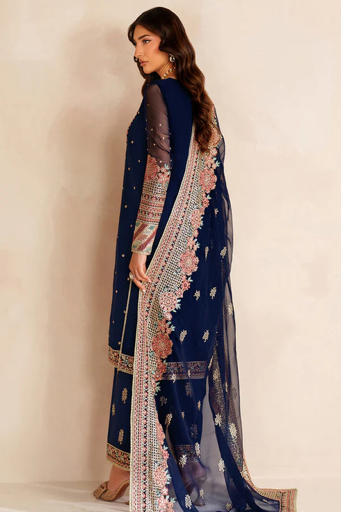 Farasha Embroidered Chiffon Suit Navy Lux