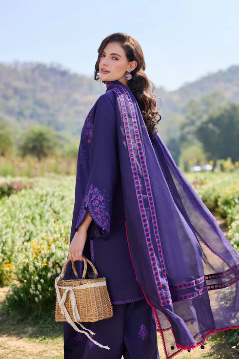 Farasha Embroidered Lawn 3 Piece Suit Serene Sky
