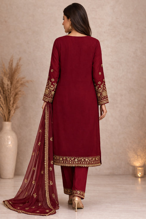 Baba Posh Embroidered Chiffon 3PC Suit BP-12