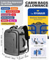 VANKEV Ryanair Light Gray Cabin Bag Underseat Travel Backpack Hand Luggage