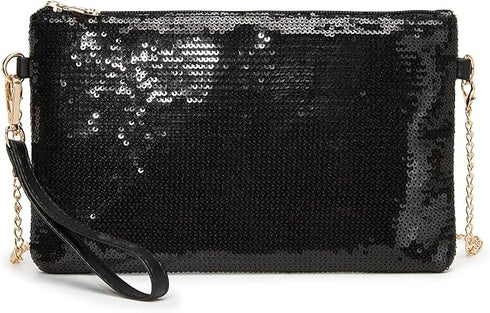 Miss Lulu Mini Crossbody Black Bag for Women Clutch Chain Shoulder Bag Evening Party Shining Sequins