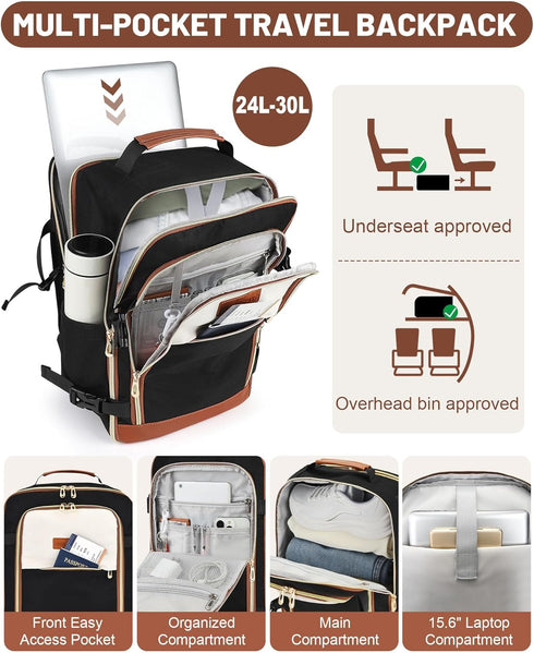 MOCOCITO 24–30L Ryanair Cabin Backpack – 40 × 30 × 20 cm Expandable Underseat Travel Bag