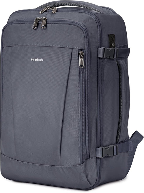 ECOHUB 20L Ryanair Cabin Dark Gray Backpack – 40 × 20 × 25 cm Beige Underseat Bag with USB Port