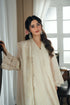 Azure Embroidered Net Suit Ivory Petal
