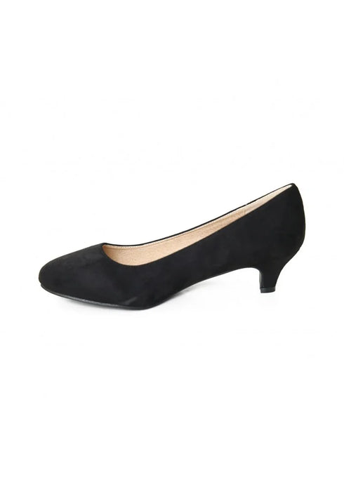Women Round Toe Kitten Heel Shoes Navy Suede G-20