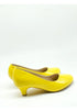 Women Round Toe Kitten Heel Shoes Yellow Patent G-20