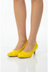 Women Round Toe Kitten Heel Shoes Yellow Patent G-20