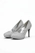 Silver Glitter Round Toe Diamante Stiletto High Heel Court Shoes – 014