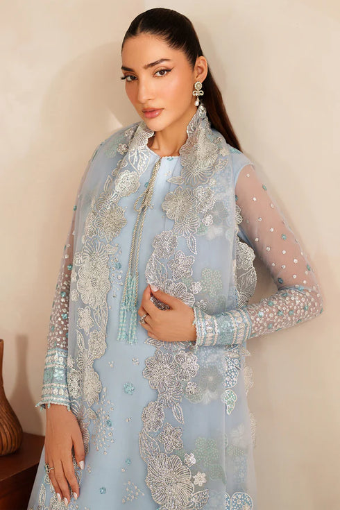Farasha Embroidered Chiffon Suit Frosted Mist