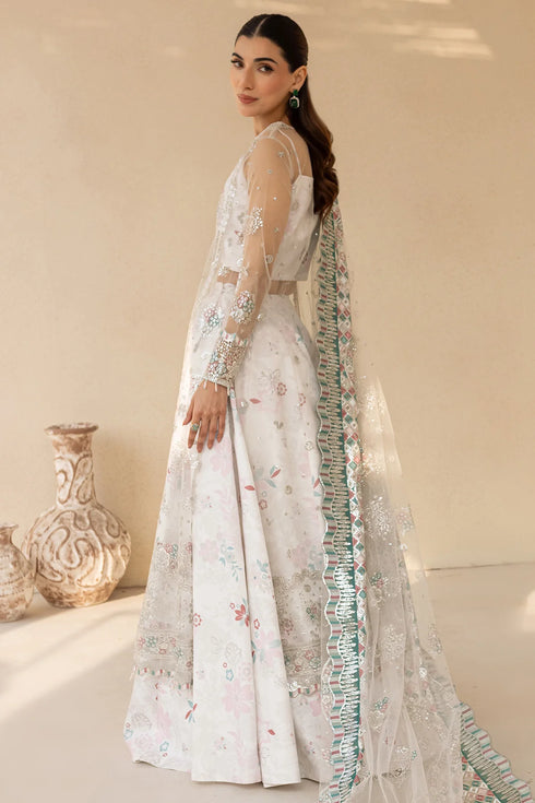 Farasha Embroidered Net Suit Moonlight Mist