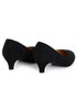 Women Round Toe Kitten Heel Shoes Black Suede G-20 PLUS
